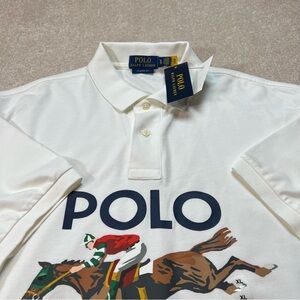 Polo Ralph Lauren Classic Fit‎ White Polo Shirt Equestrian Graphic XL
